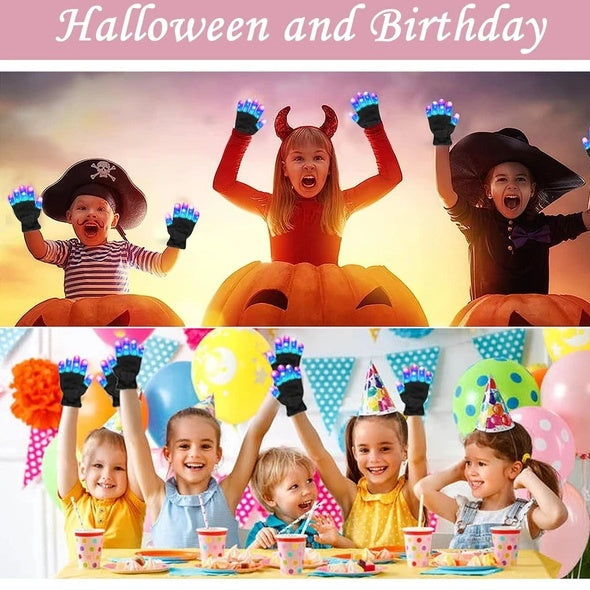 Children LED Finger Gloves, LED Light Up Cool Gloves Colorful Glow